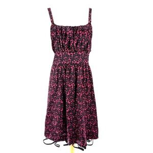Y2k‎ Babydoll Fit &Flare Dress 26 Hot Pink Blck Floral Fairygoth Whimsigoth Prom